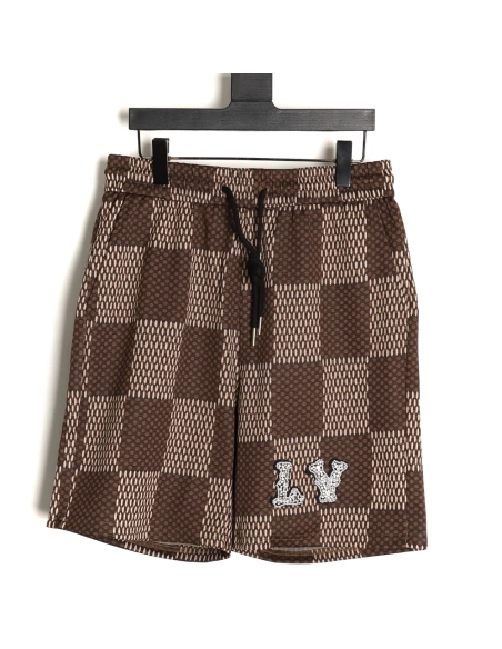 Louis Vuitton Pharrell checkerboard rhinestone wool shorts,Louis Vuitton