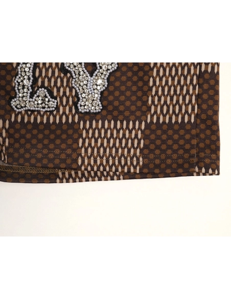 Louis Vuitton Pharrell checkerboard rhinestone wool shorts,Louis Vuitton