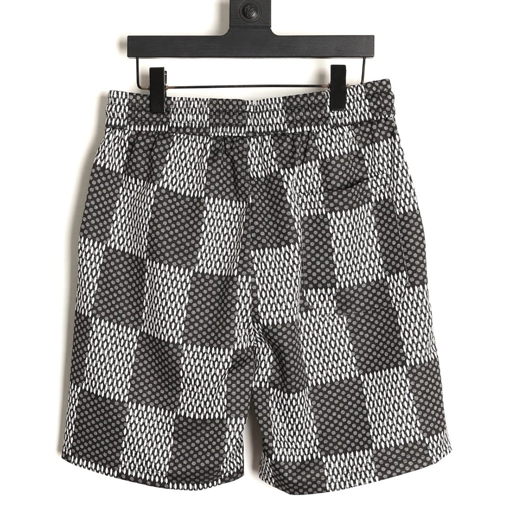 Louis Vuitton Pharrell checkerboard rhinestone wool shorts TSK1,Louis Vuitton