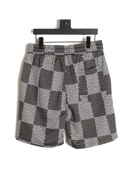 Louis Vuitton Pharrell checkerboard rhinestone wool shorts TSK1,Louis Vuitton