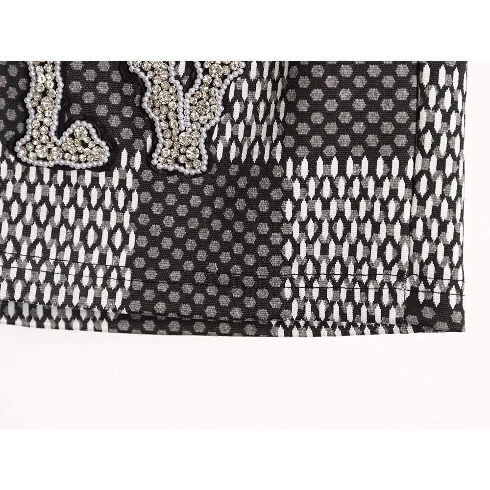 Louis Vuitton Pharrell checkerboard rhinestone wool shorts TSK1,Louis Vuitton