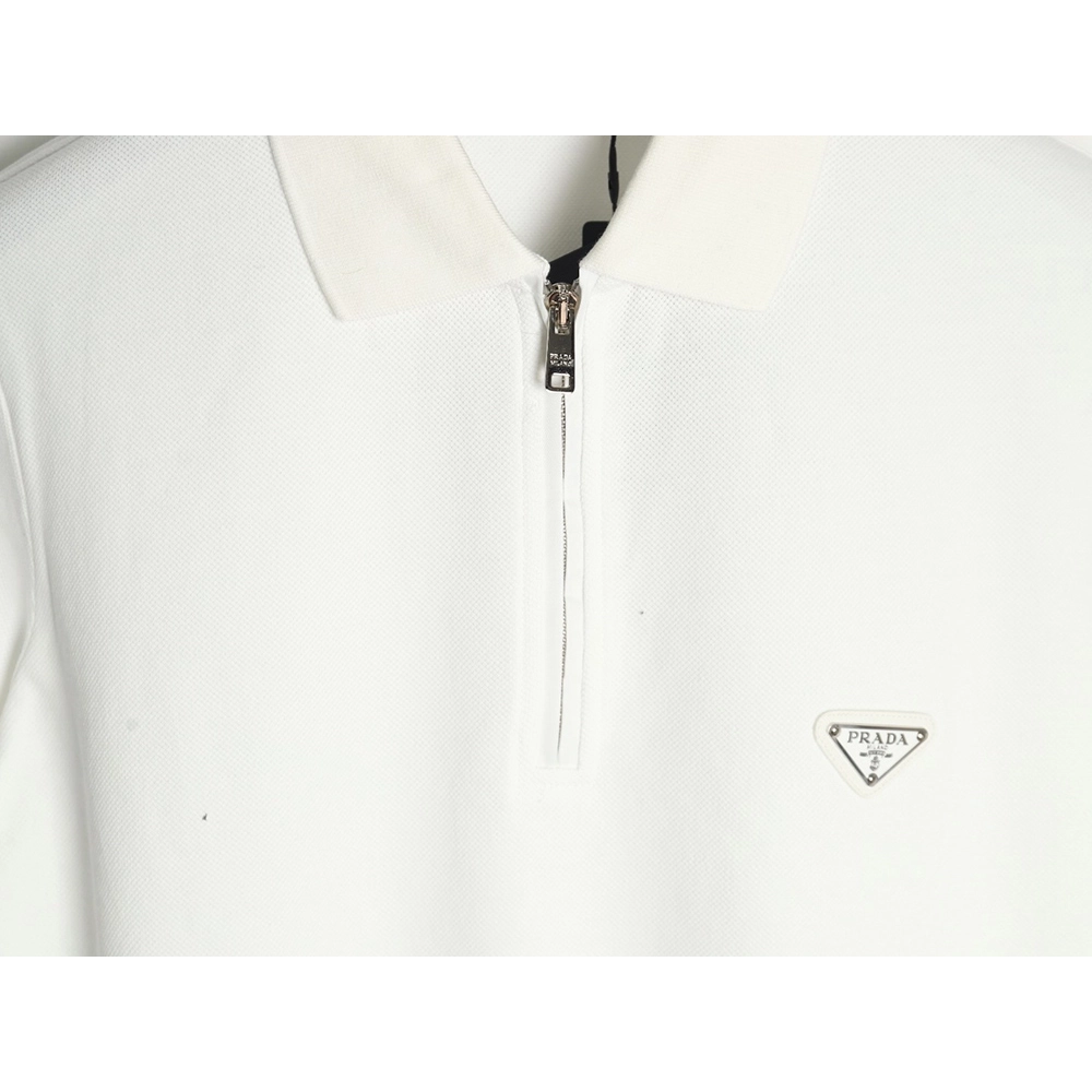 Prada classic triangle logo half-zip short-sleeved POLO shirt,Prada