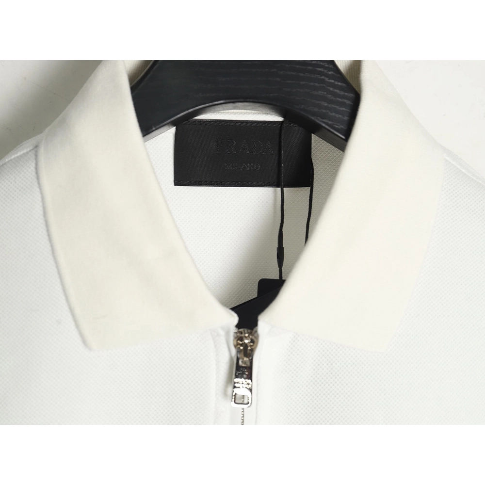 Prada classic triangle logo half-zip short-sleeved POLO shirt,Prada
