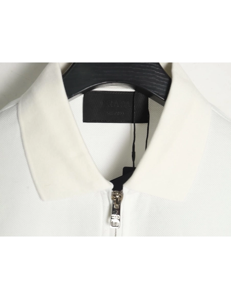 Prada classic triangle logo half-zip short-sleeved POLO shirt,Prada
