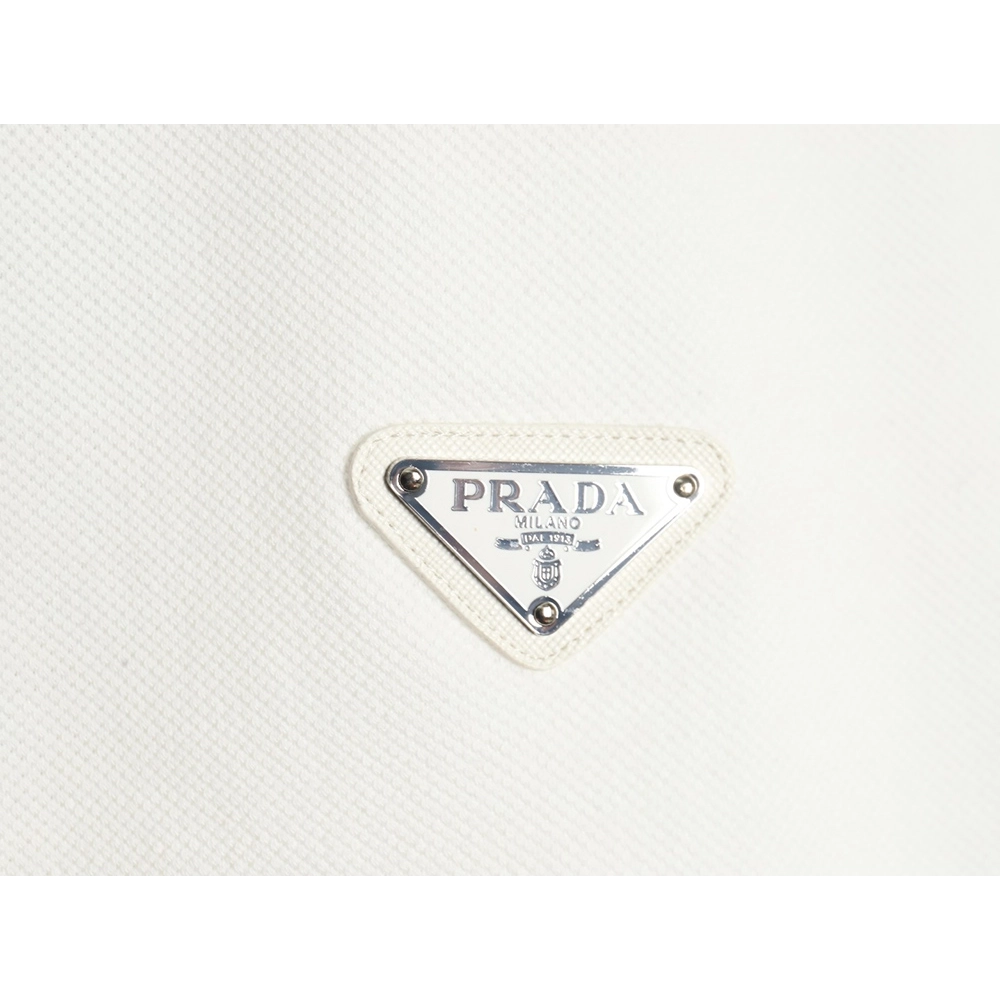 Prada classic triangle logo half-zip short-sleeved POLO shirt,Prada