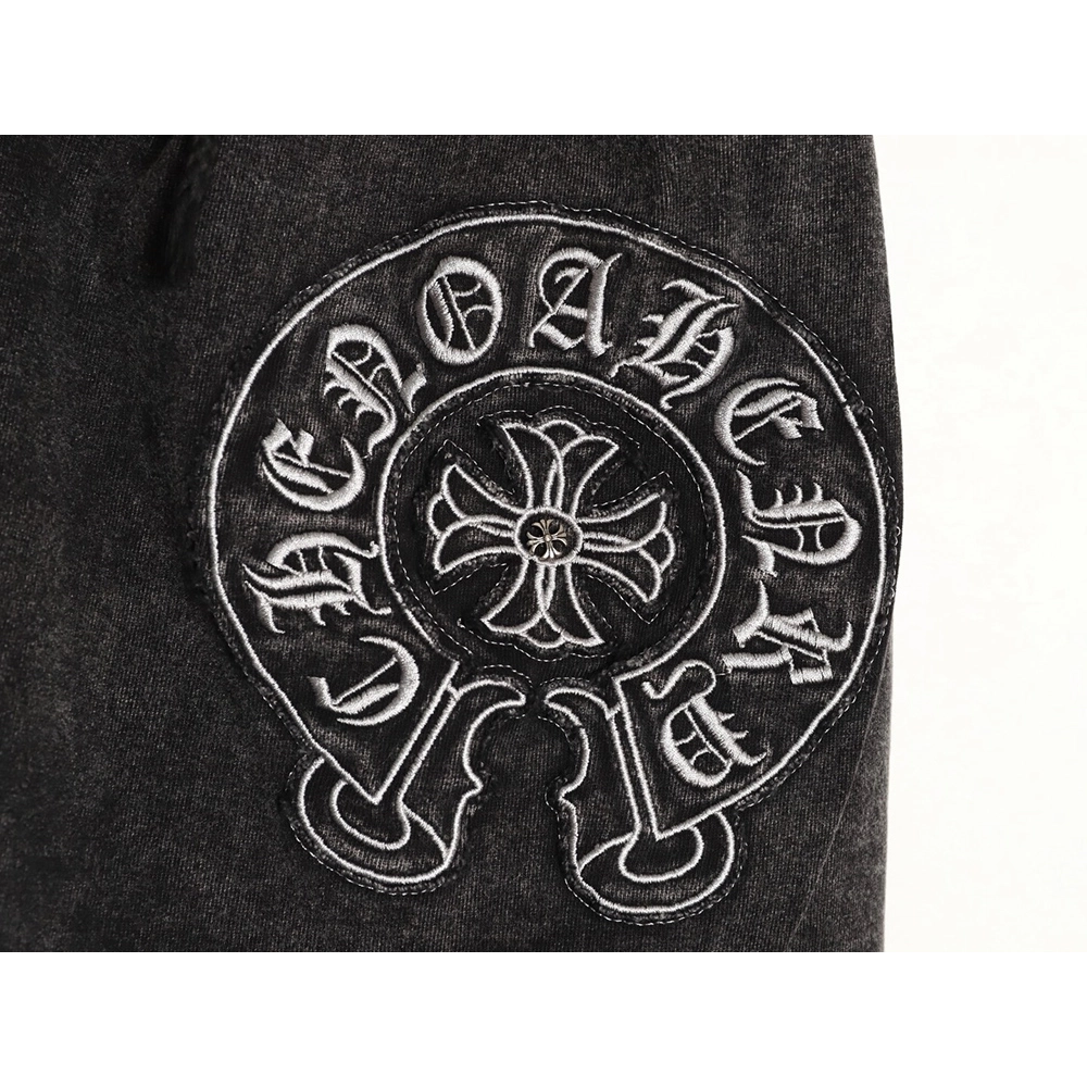 Chrome Hearts Patch Horseshoe Cross Embroidery Washed Shorts,Chrome Hearts