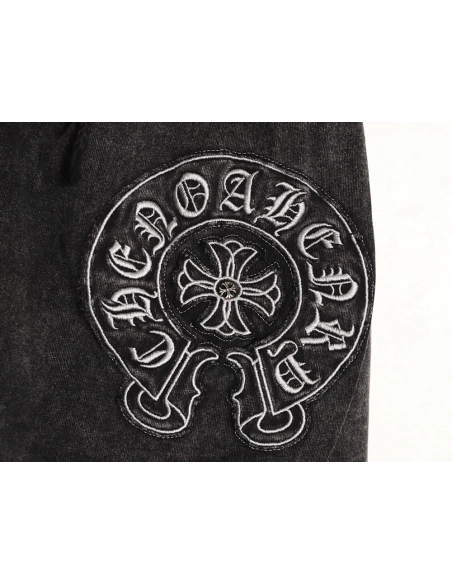 Chrome Hearts Patch Horseshoe Cross Embroidery Washed Shorts,Chrome Hearts