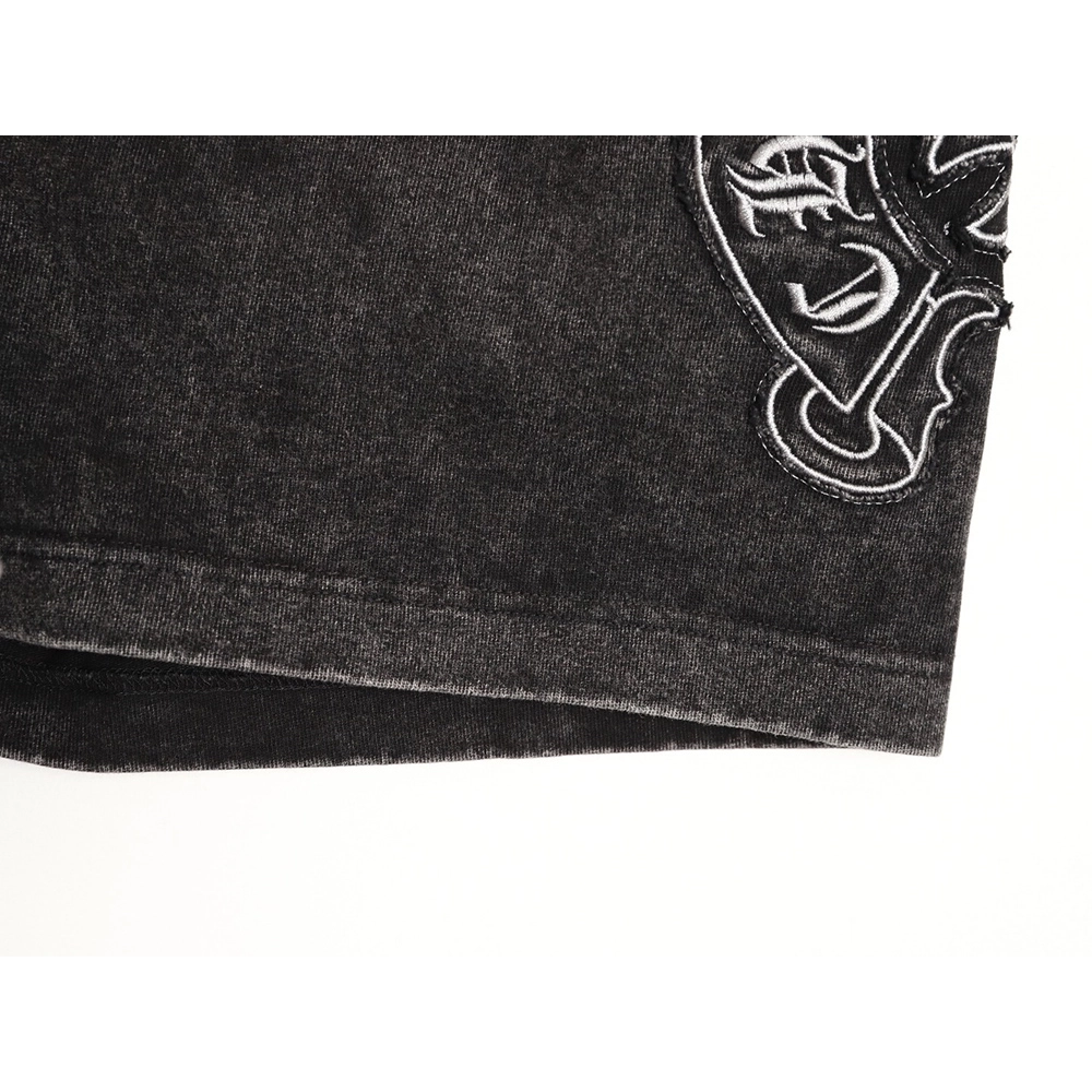 Chrome Hearts Patch Horseshoe Cross Embroidery Washed Shorts,Chrome Hearts