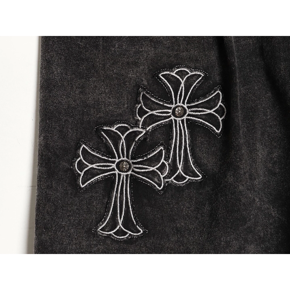 Chrome Hearts Patch Horseshoe Cross Embroidery Washed Shorts,Chrome Hearts