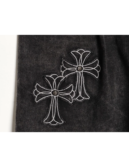 Chrome Hearts Patch Horseshoe Cross Embroidery Washed Shorts,Chrome Hearts