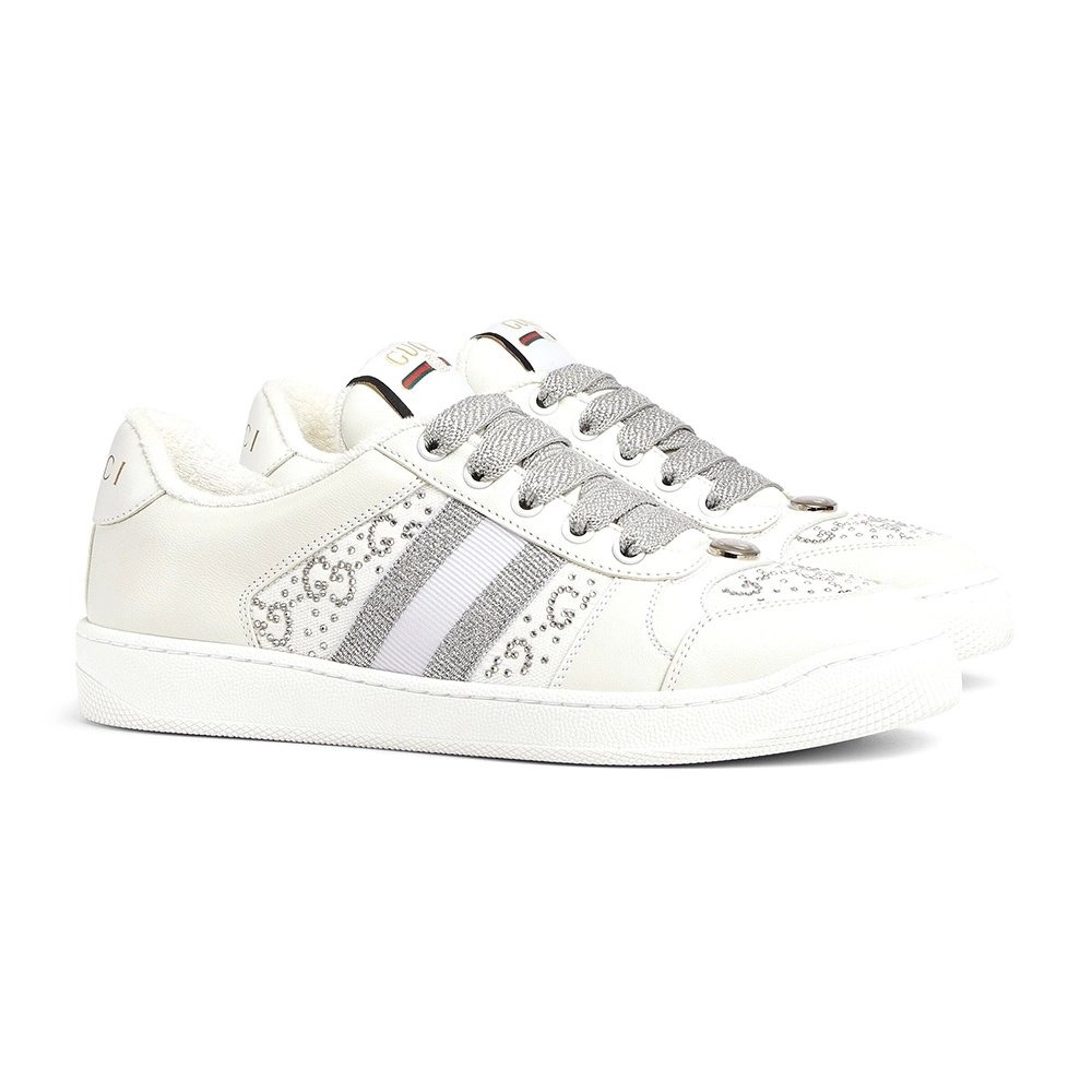 Gucci Womens GG crystal Screener sneaker,GUCCI SHOES