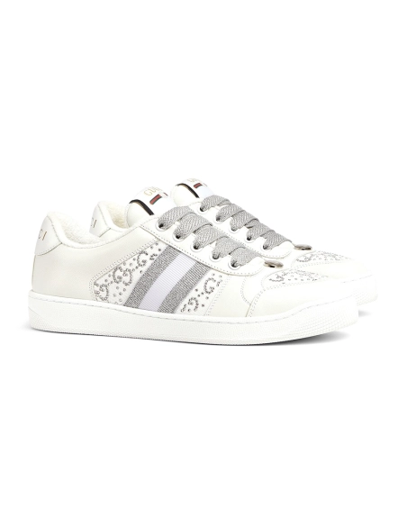 Gucci Womens GG crystal Screener sneaker,GUCCI SHOES