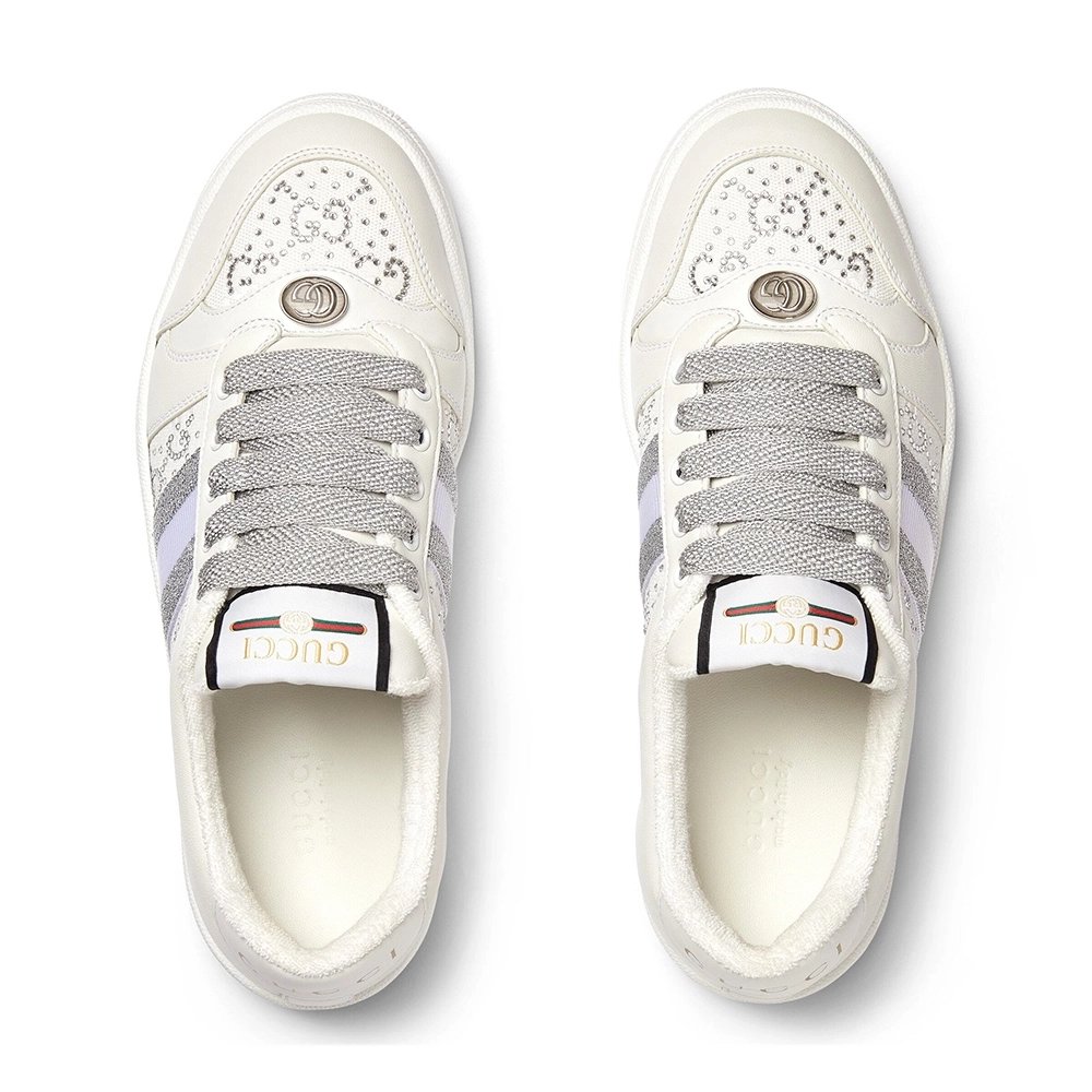 Gucci Womens GG crystal Screener sneaker,GUCCI SHOES