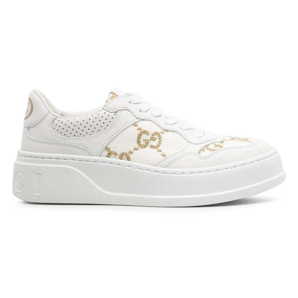 Gucci Wmns GG Sneaker Interlocking G White Gold,GUCCI SHOES