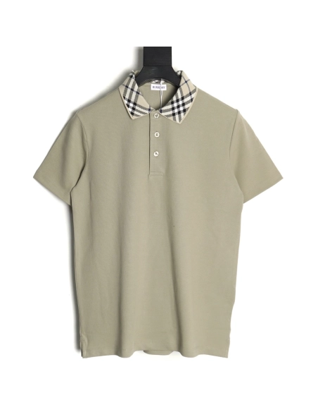 Burberry Check Collar Short Sleeve Polo Shirt,Burberry Shirt,Shirt,APPAREL