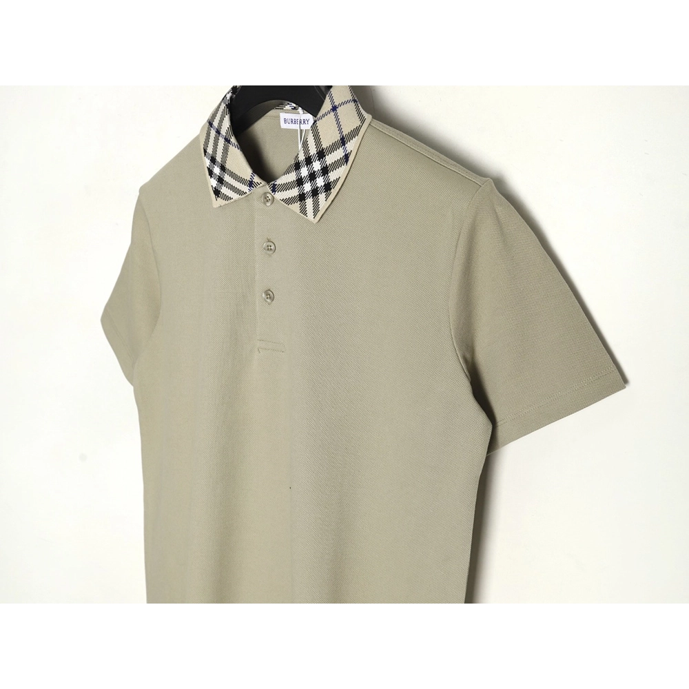 Burberry Check Collar Short Sleeve Polo Shirt,Burberry Shirt,Shirt,APPAREL