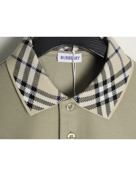 Burberry Check Collar Short Sleeve Polo Shirt,Burberry Shirt,Shirt,APPAREL
