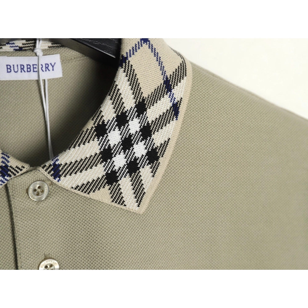 Burberry Check Collar Short Sleeve Polo Shirt,Burberry Shirt,Shirt,APPAREL