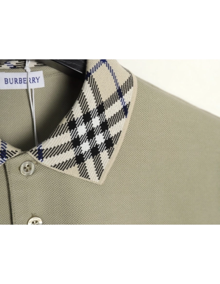 Burberry Check Collar Short Sleeve Polo Shirt,Burberry Shirt,Shirt,APPAREL
