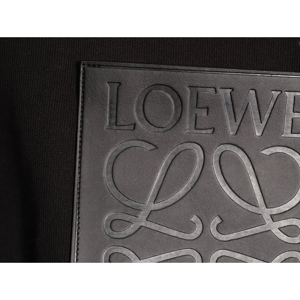 Loewe chest-embossed logo leather pocket hooded sweatshirt,Loewe