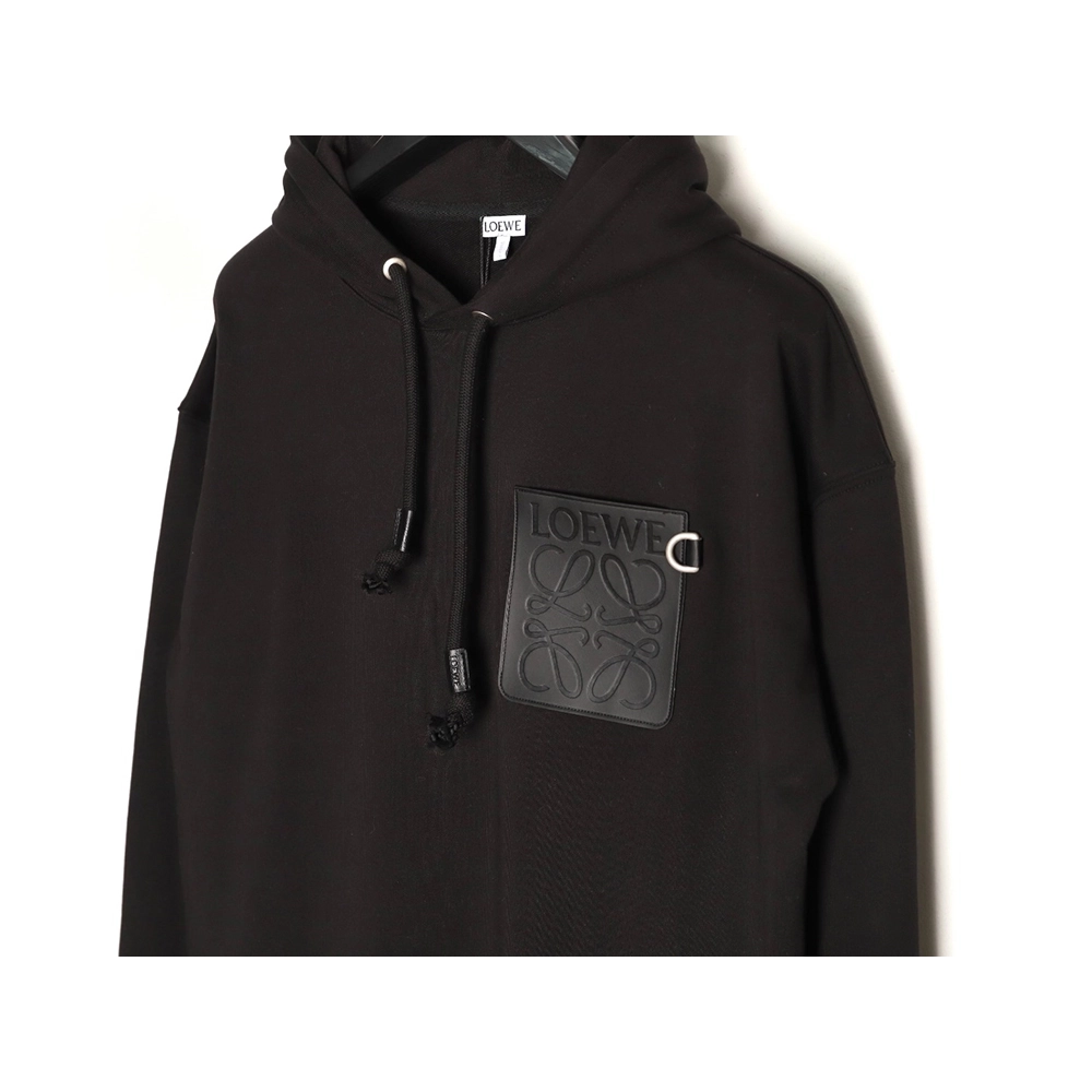 Loewe chest-embossed logo leather pocket hooded sweatshirt,Loewe
