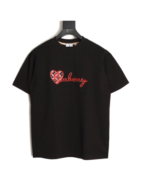 Burberry Heart Letter Embroidered Round Neck Short Sleeve T-shirt TSK2,Burberry