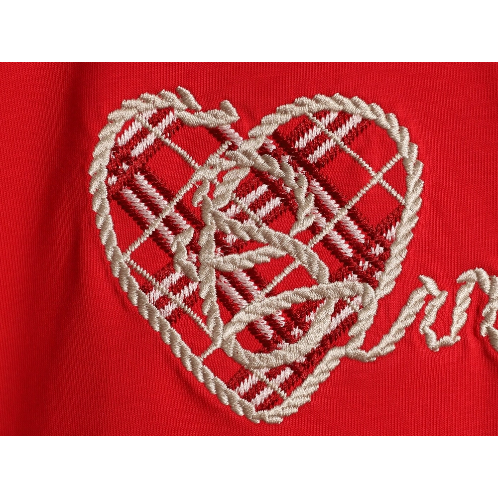 Burberry Heart Letter Embroidered Round Neck Short Sleeve T-shirt TSK1,Burberry