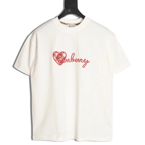Burberry Heart Letter Embroidered Round Neck Short Sleeve T-shirt,Burberry