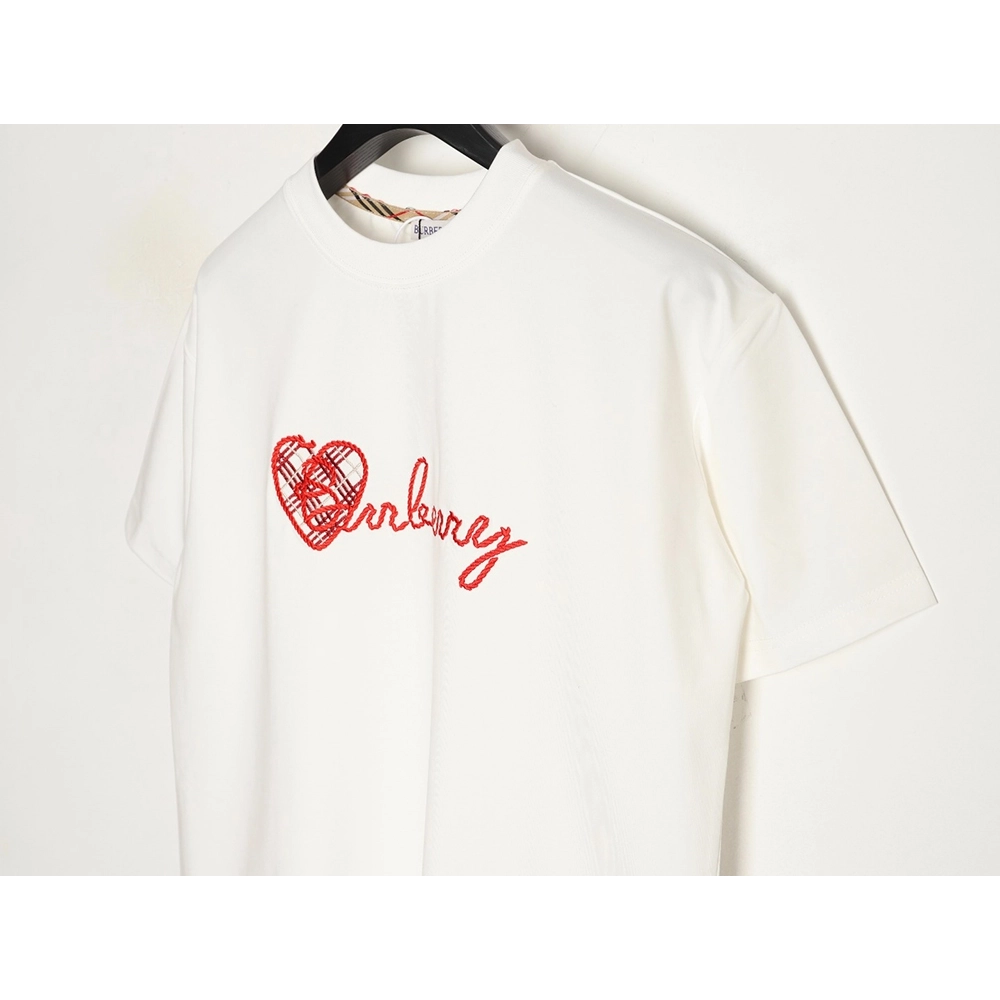 Burberry Heart Letter Embroidered Round Neck Short Sleeve T-shirt,Burberry