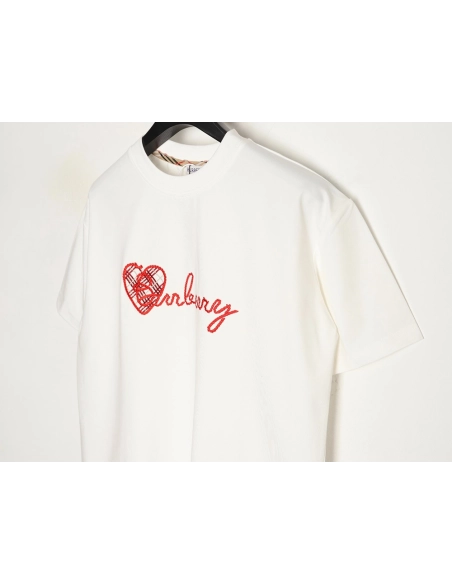 Burberry Heart Letter Embroidered Round Neck Short Sleeve T-shirt,Burberry