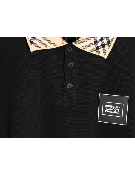 Burberry leather logo short-sleeved polo shirt TSK1,Burberry