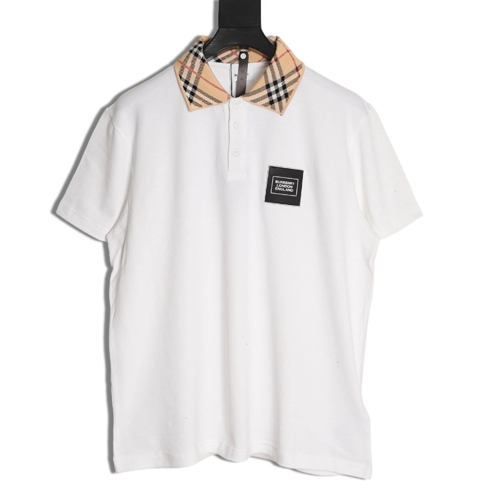 Burberry leather logo short-sleeved polo shirt,Burberry