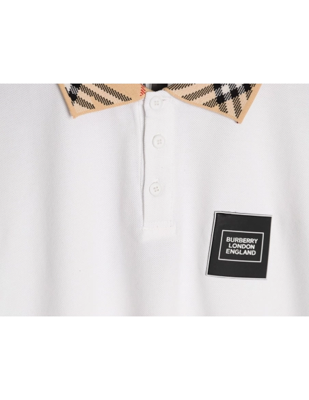 Burberry leather logo short-sleeved polo shirt,Burberry