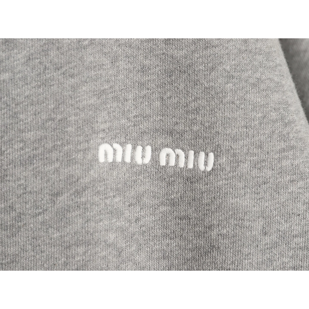 Miu Miu small embroidered zipper cotton and linen stand-up collar jacket,Miu Miu