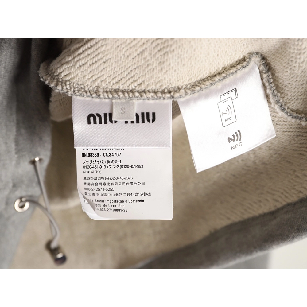 Miu Miu small embroidered zipper cotton and linen stand-up collar jacket,Miu Miu
