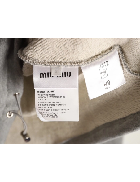Miu Miu small embroidered zipper cotton and linen stand-up collar jacket,Miu Miu