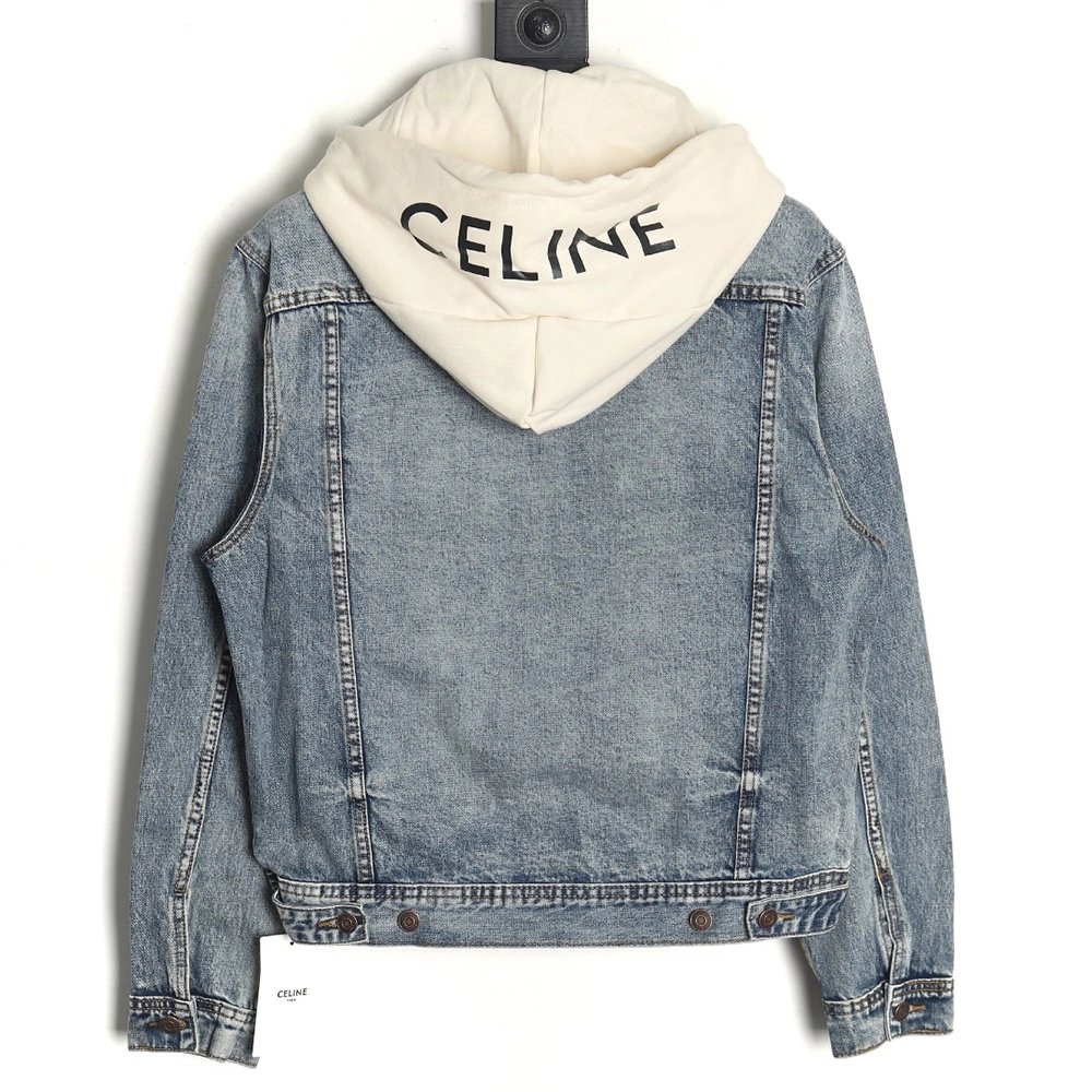 Celine paneled hooded denim jacket,Celine