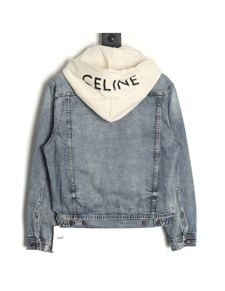 Celine paneled hooded denim jacket,Celine