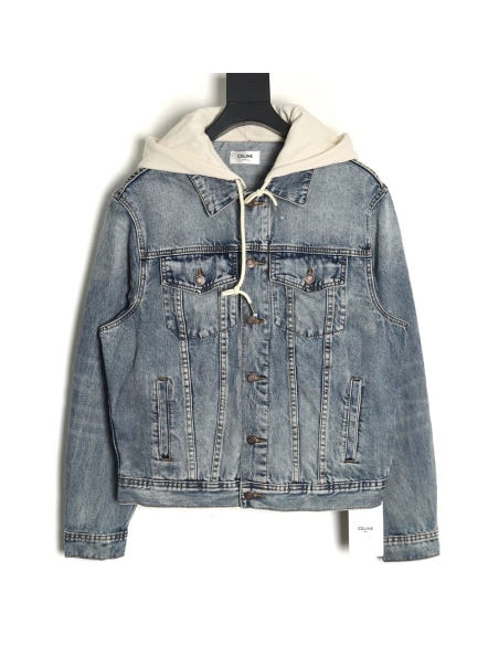 Celine paneled hooded denim jacket,Celine