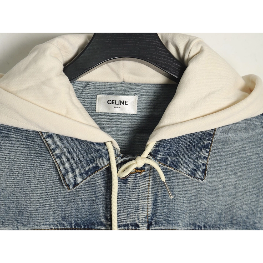 Celine paneled hooded denim jacket,Celine