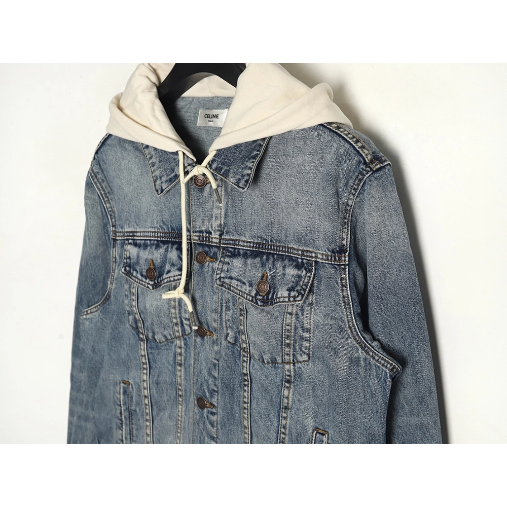 Celine paneled hooded denim jacket,Celine