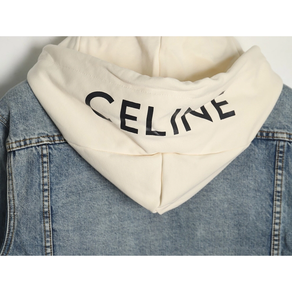 Celine paneled hooded denim jacket,Celine