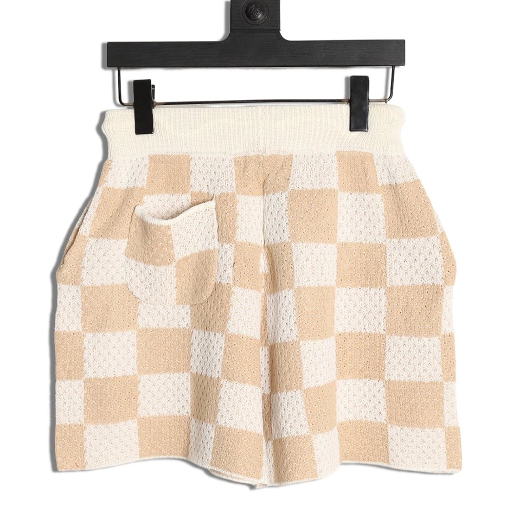 Askyurself checkerboard knit shorts,ASKYURSELF