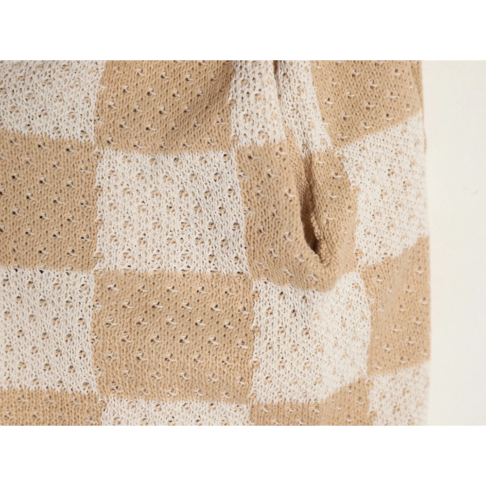 Askyurself checkerboard knit shorts,ASKYURSELF