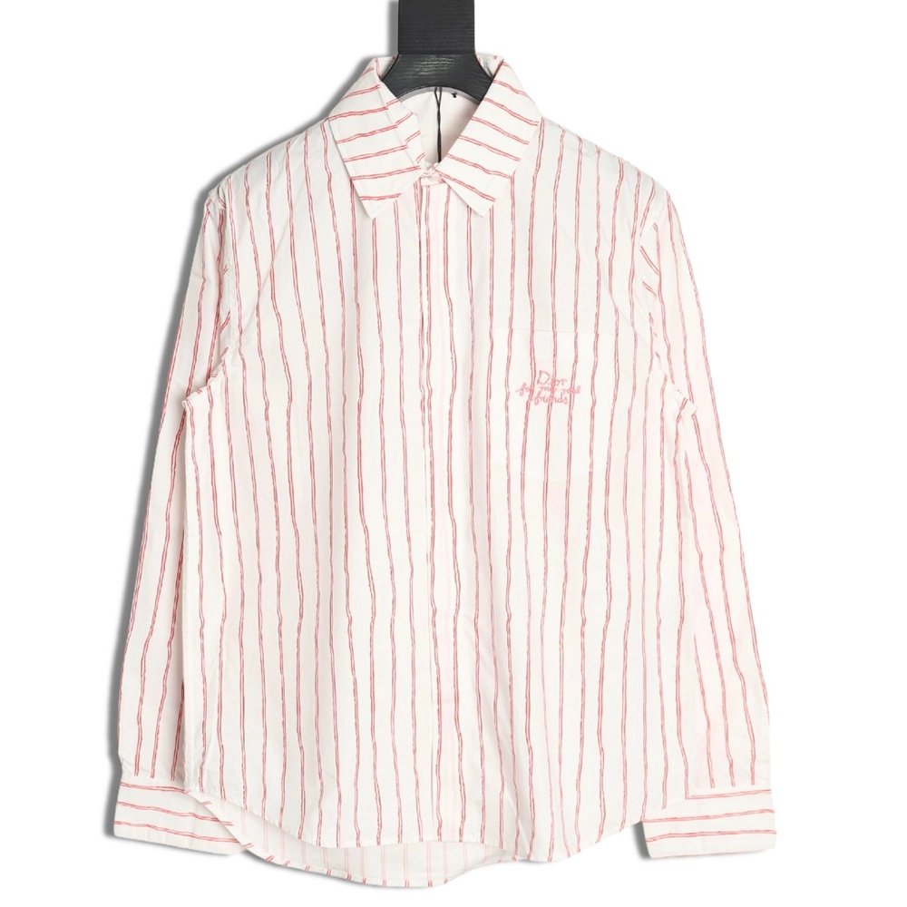 Dior striped shirt with pocket embroidery,Dior
