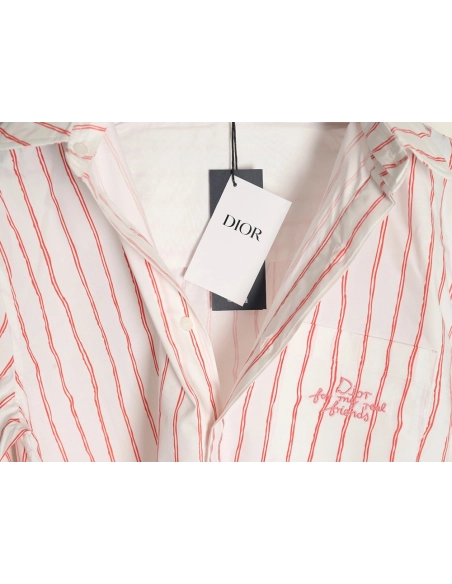 Dior striped shirt with pocket embroidery,Dior
