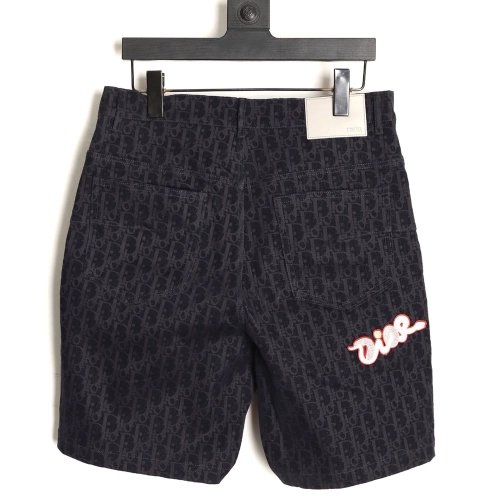 Dior flocked monogram embroidered denim shorts,Dior
