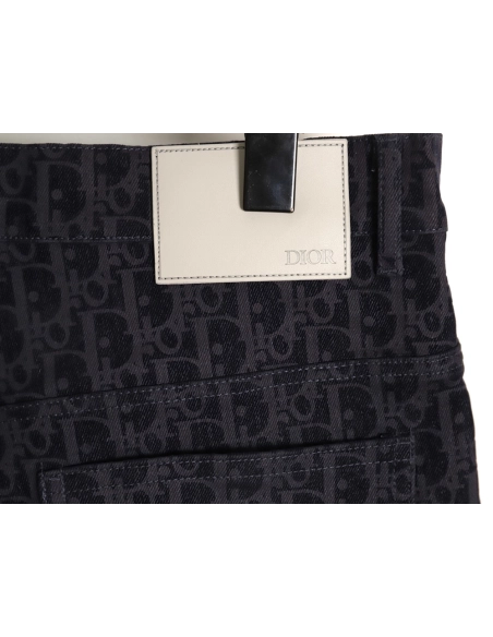 Dior flocked monogram embroidered denim shorts,Dior