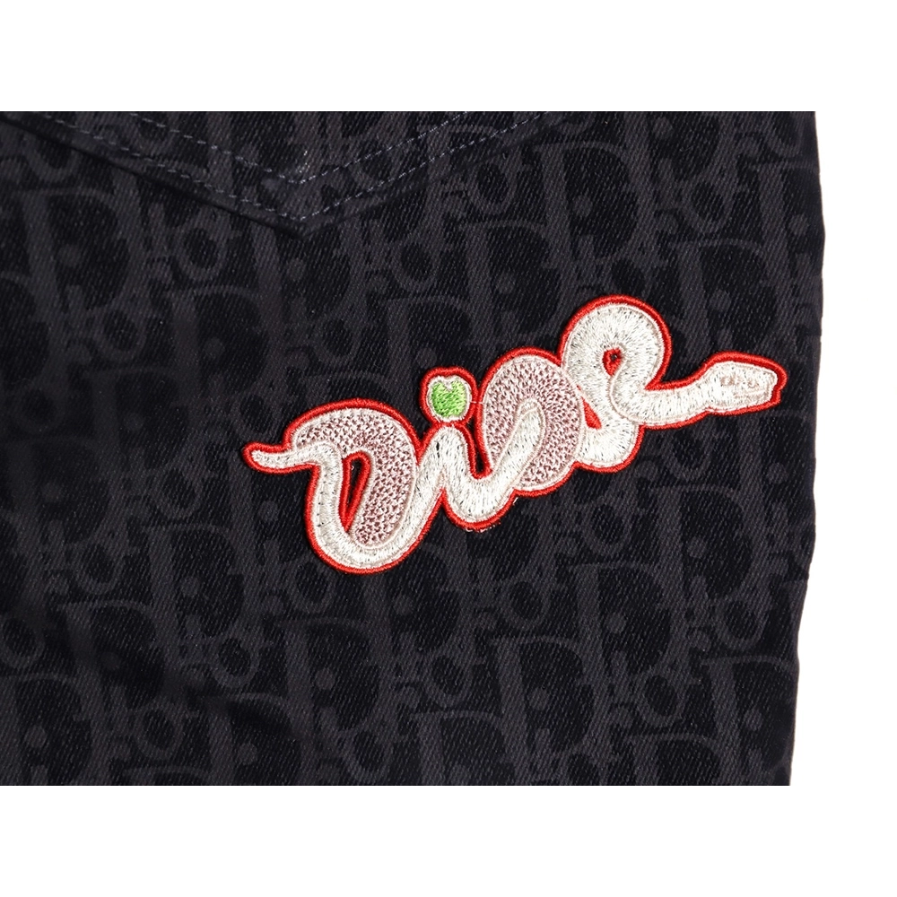 Dior flocked monogram embroidered denim shorts,Dior