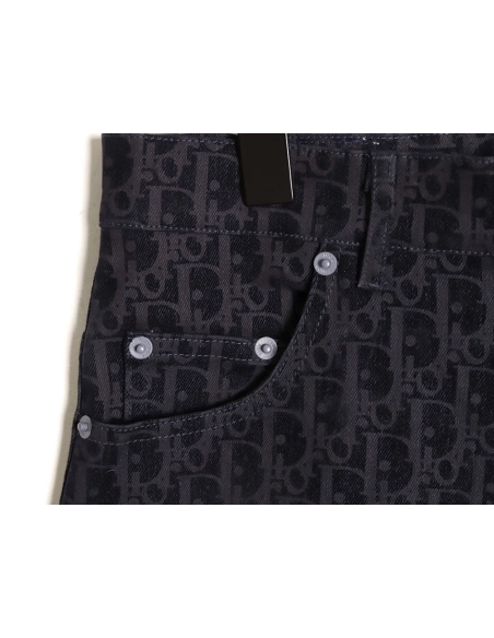 Dior flocked monogram embroidered denim shorts,Dior